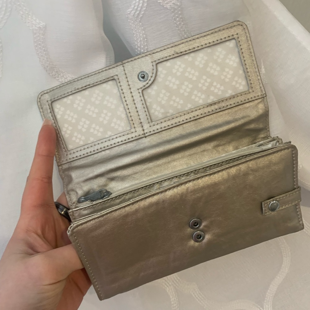 Kipling Teddi Metallic Snap Wallet gold 12 card slots snap button closure - Picture 3 of 8